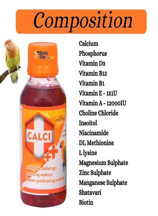 VAYINATO Birds Care Calci +, 30ML (Pack of 3 * 30ml) Oral Liquid Calcium Formula for All Birds Health Supplements - Image 4